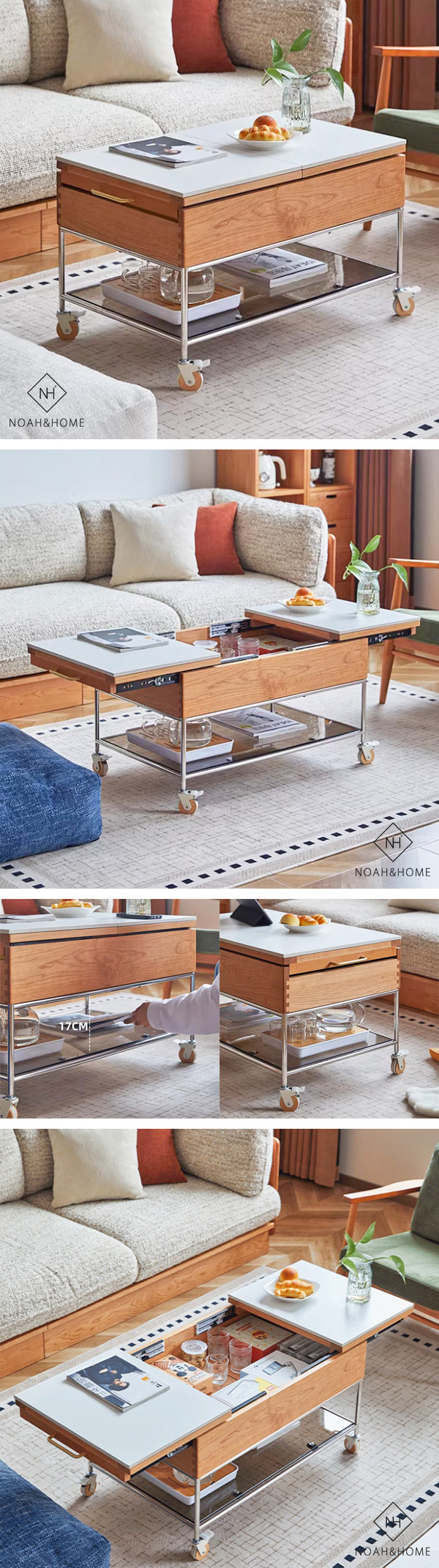 CU/摩登移動茶几 實木茶几